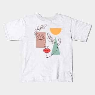 Collage with woman face and geometric shapes Kids T-Shirt